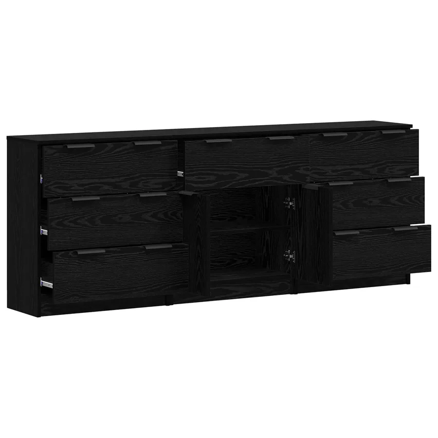 Buffet 3 pcs Chêne noir 181 x 30 x 70 cm Bois d'ingénierie - 5
