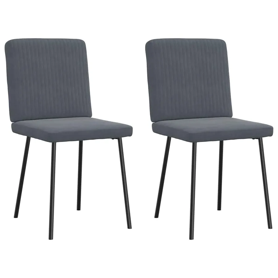 Chaises à manger lot de 2 Gris foncé Velours - 2