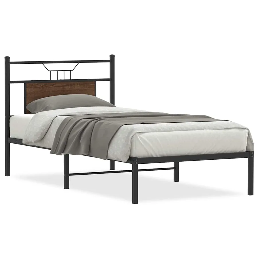 Cadre de lit sans matelas chêne marron 75x190cm bois ingénierie - 2