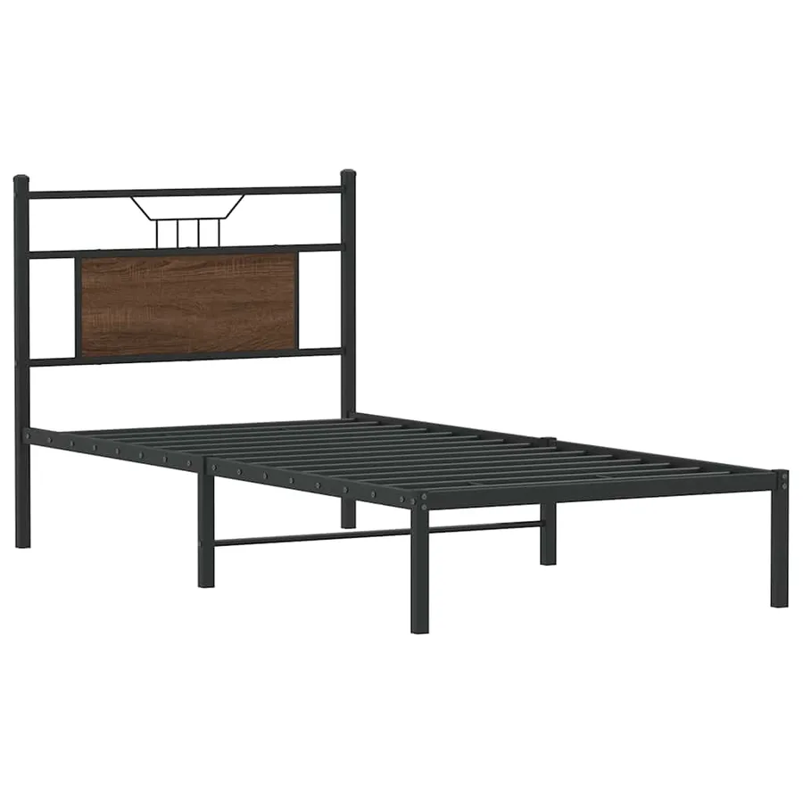 Cadre de lit sans matelas chêne marron 75x190cm bois ingénierie - 3