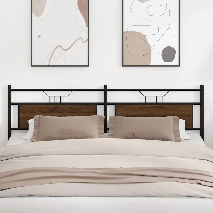 Tête de lit de remplacement chêne marron 193 cm bois d'ingénierie et acier