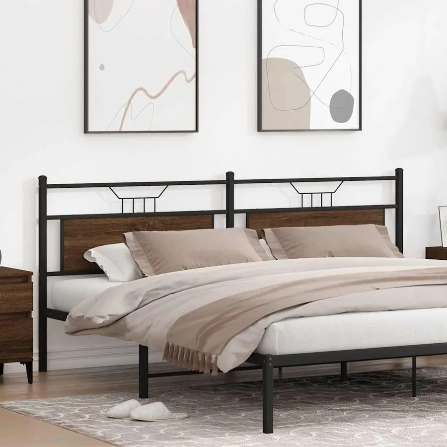 Tête de lit de remplacement chêne marron 193 cm bois d'ingénierie et acier - 3