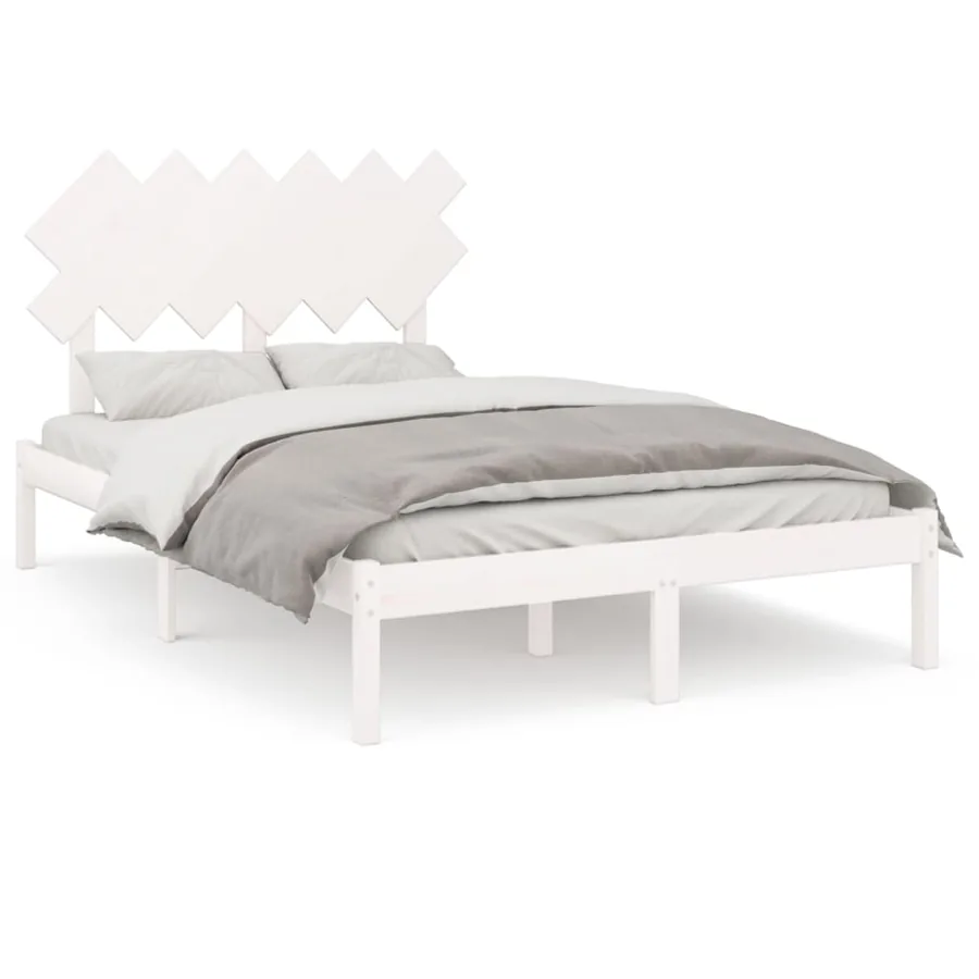 Cadre de lit sans matelas blanc 120x190 cm bois massif - 2