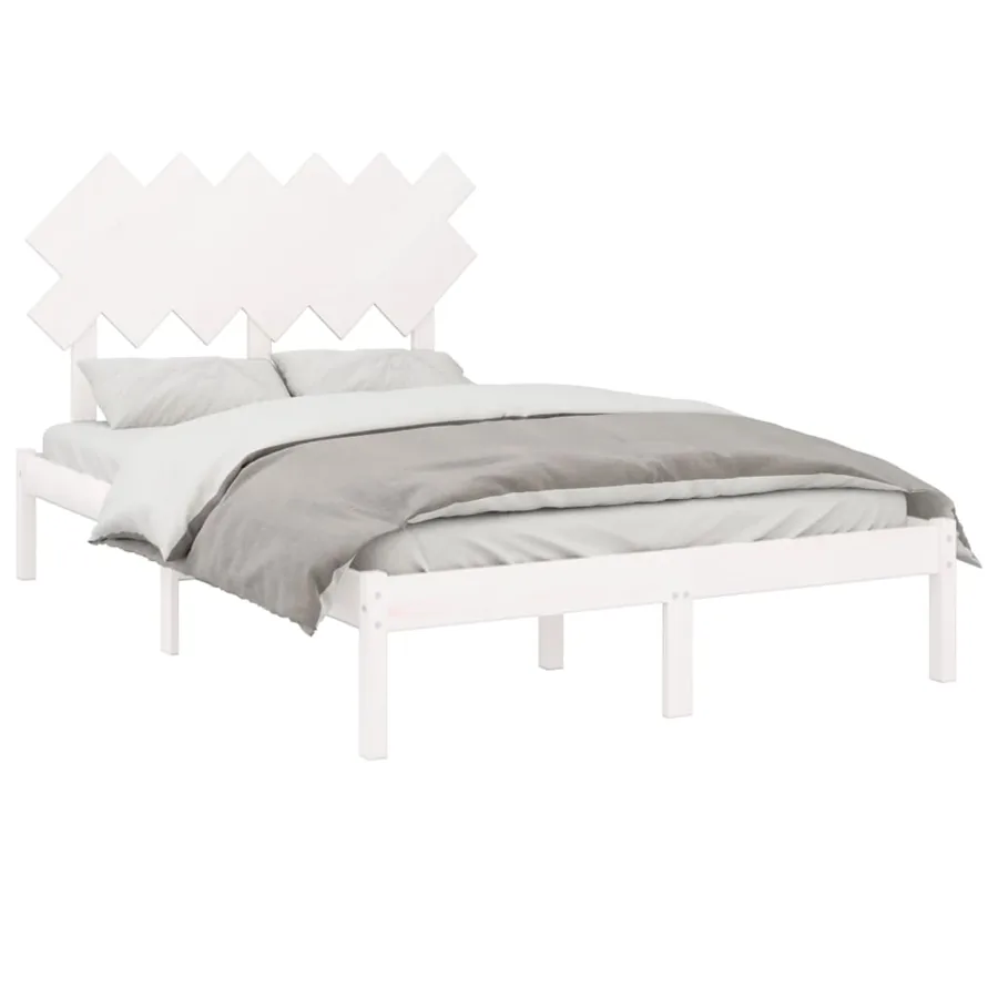 Cadre de lit sans matelas blanc 120x190 cm bois massif - 3
