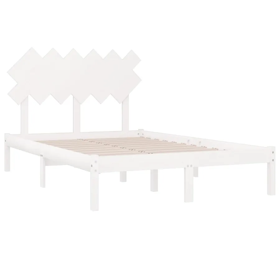 Cadre de lit sans matelas blanc 120x190 cm bois massif - 4