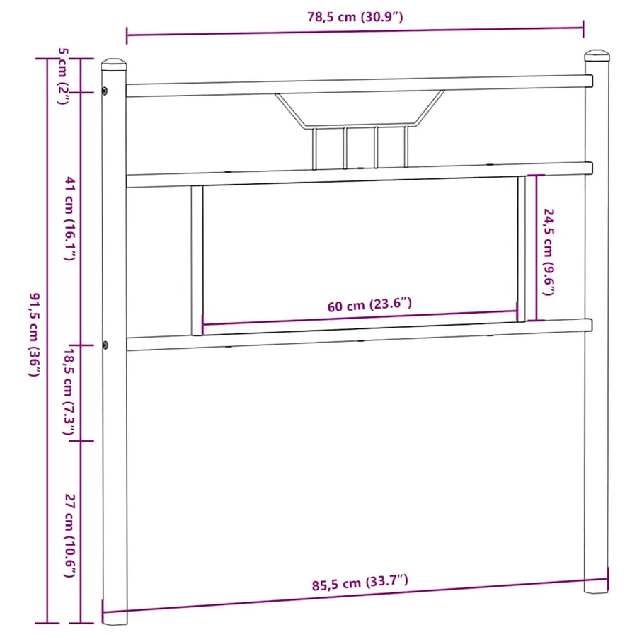 Tête de lit de remplacement chêne sonoma 80 cm bois d'ingénierie et acier - 8