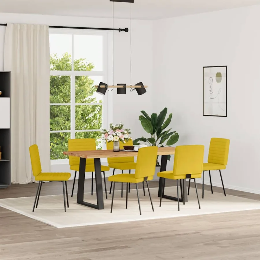 Chaises à manger lot de 6 jaune velours - 2