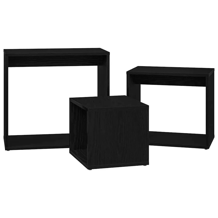 Table Gigogne 3 pcs Chêne noir Bois d'ingénierie - 2