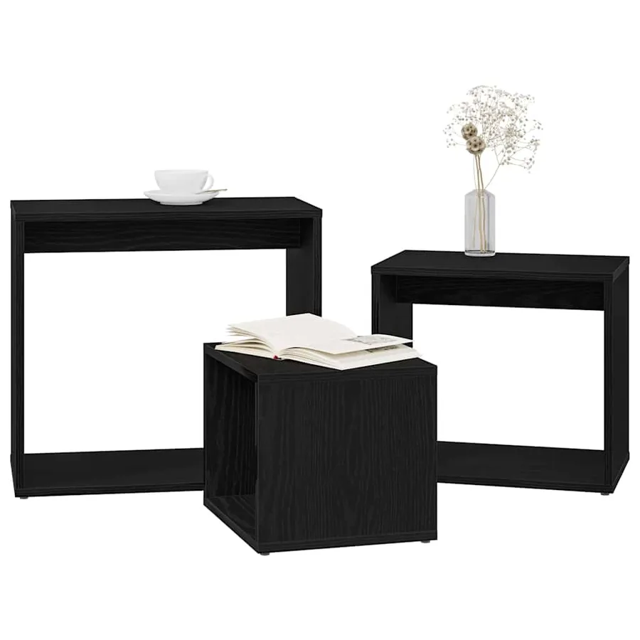 Table Gigogne 3 pcs Chêne noir Bois d'ingénierie - 3