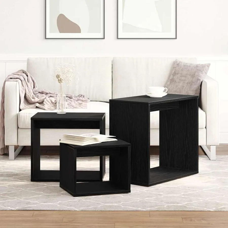 Table Gigogne 3 pcs Chêne noir Bois d'ingénierie - 4