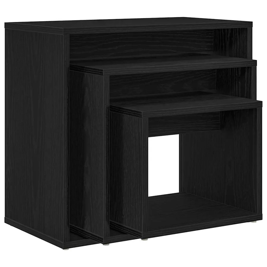 Table Gigogne 3 pcs Chêne noir Bois d'ingénierie - 5