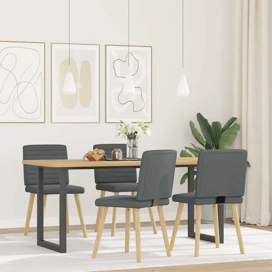 Chaises à manger lot de 4 gris foncé tissu - 2