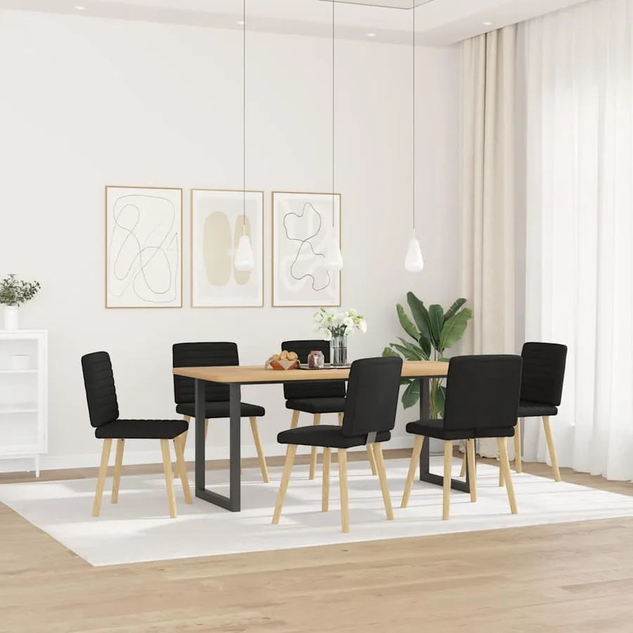 Chaises à manger lot de 6 noir tissu - 2