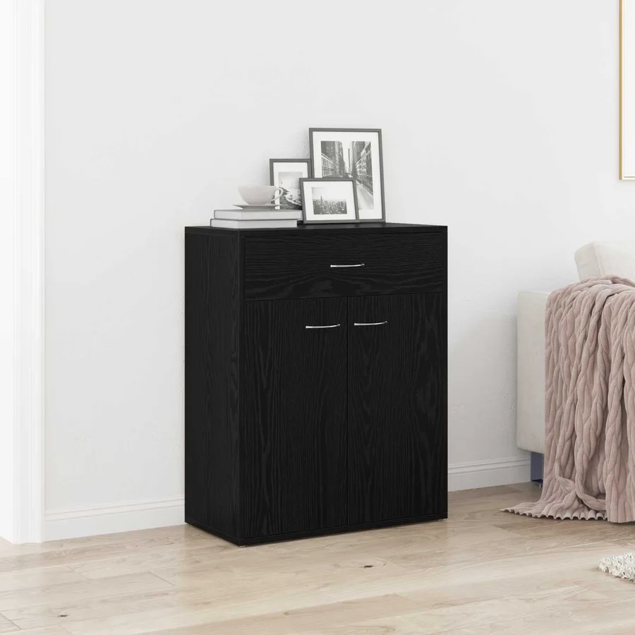 Buffet avec tiroir Chêne noir 60 x 30 x 75 cm Bois d'ingénierie - 4