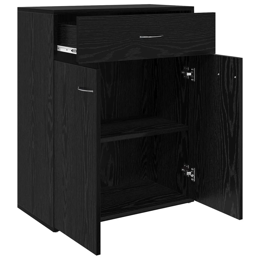 Buffet avec tiroir Chêne noir 60 x 30 x 75 cm Bois d'ingénierie - 5