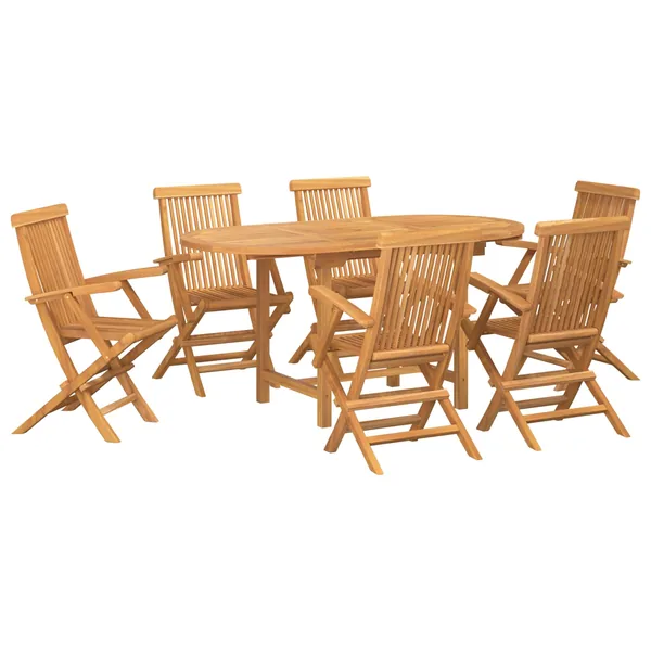 Ensemble de salle à manger pour jardin 7 pcs Marron