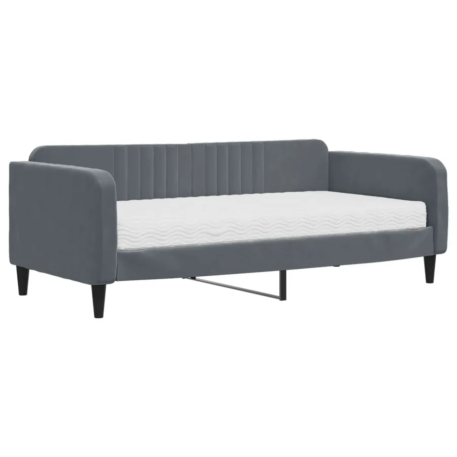 Lit de jour avec matelas gris foncé 90x190 cm velours - 2