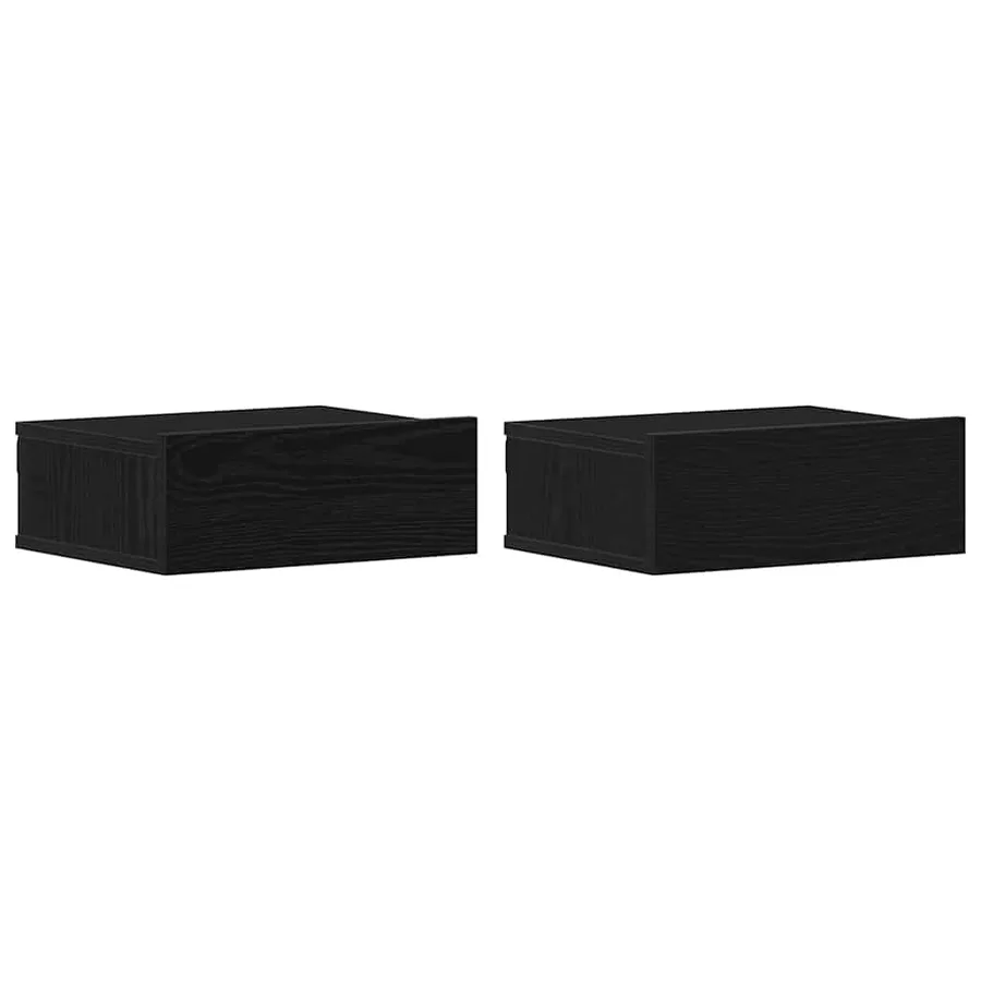 Tables de chevet flottantes lot de 2 chêne noir 40 x 32 x 15 cm bois d'ingénierie - 2