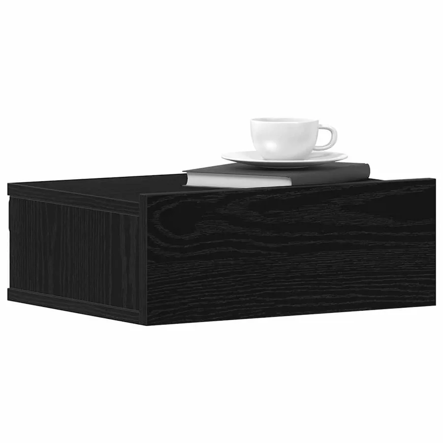 Tables de chevet flottantes lot de 2 chêne noir 40 x 32 x 15 cm bois d'ingénierie - 3