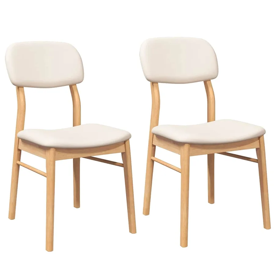 Chaises à manger coussins 2 pcs naturel bois massif caoutchouc - 2