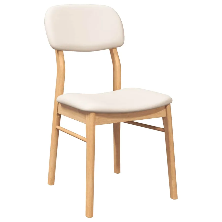 Chaises à manger coussins 2 pcs naturel bois massif caoutchouc - 4