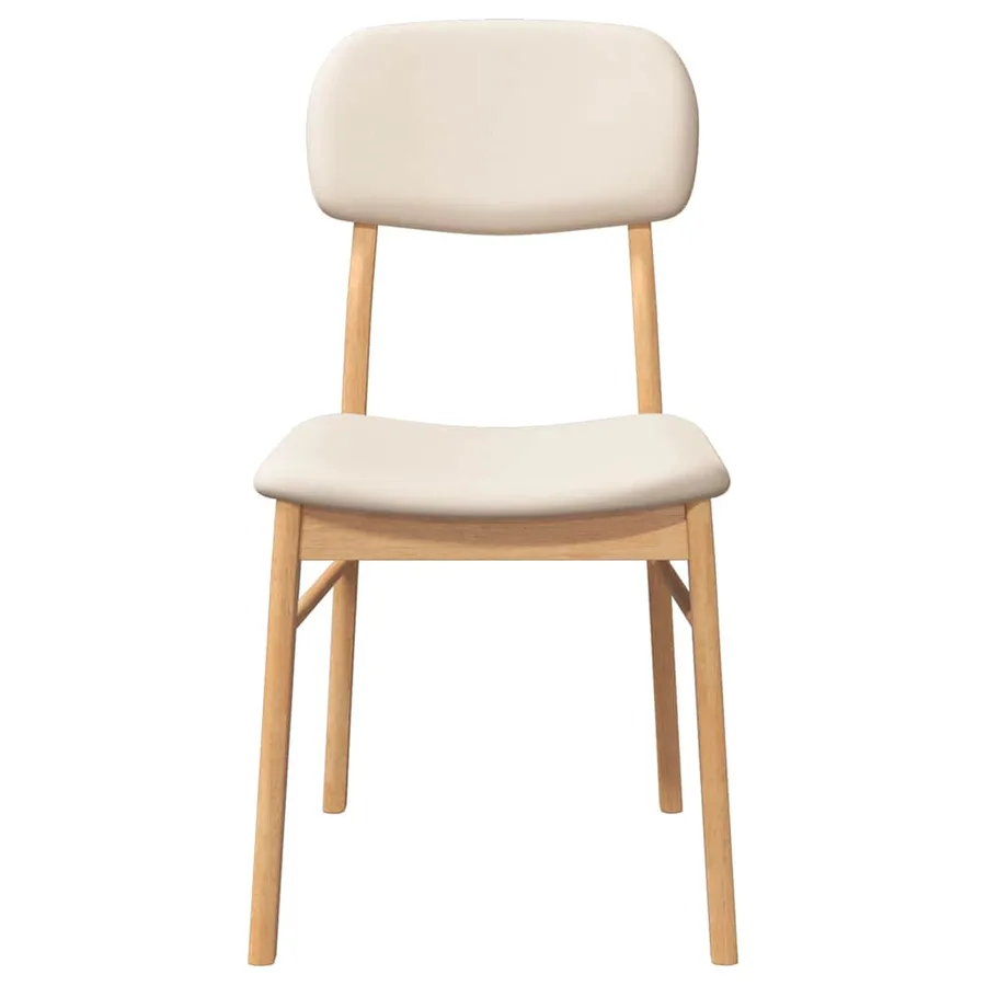 Chaises à manger coussins 2 pcs naturel bois massif caoutchouc - 5