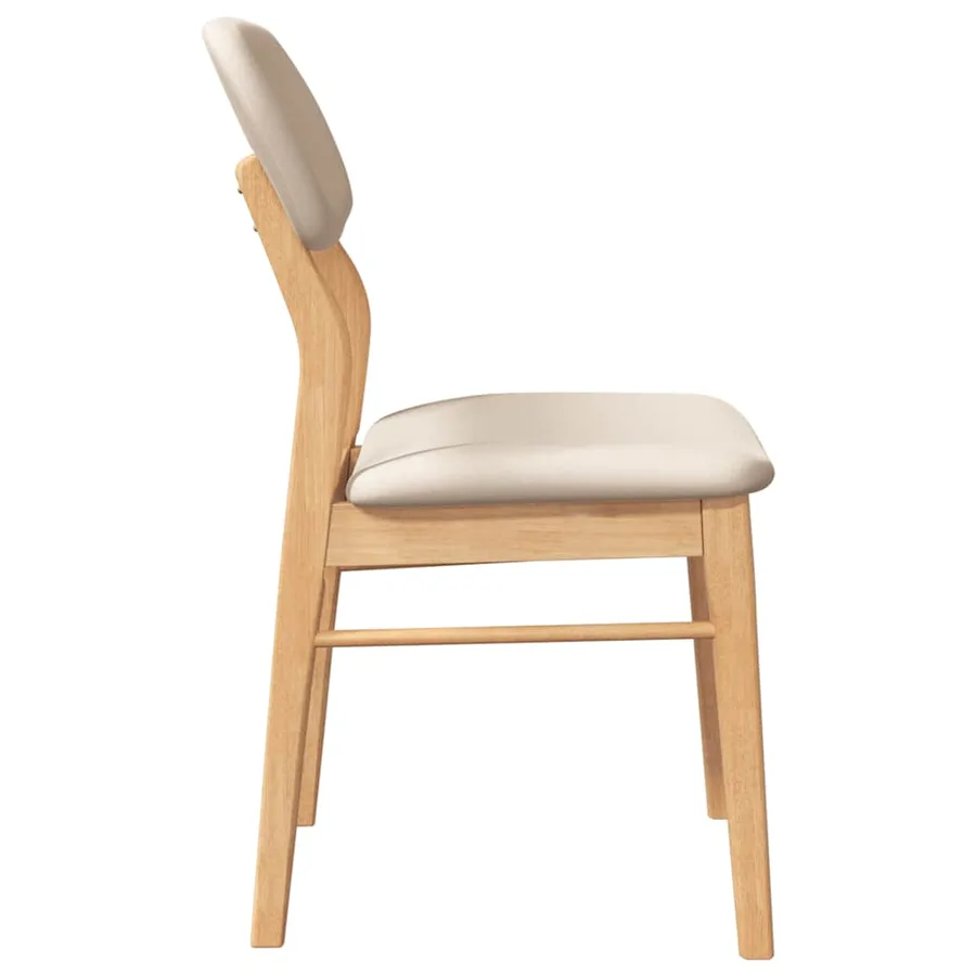 Chaises à manger coussins 2 pcs naturel bois massif caoutchouc - 6