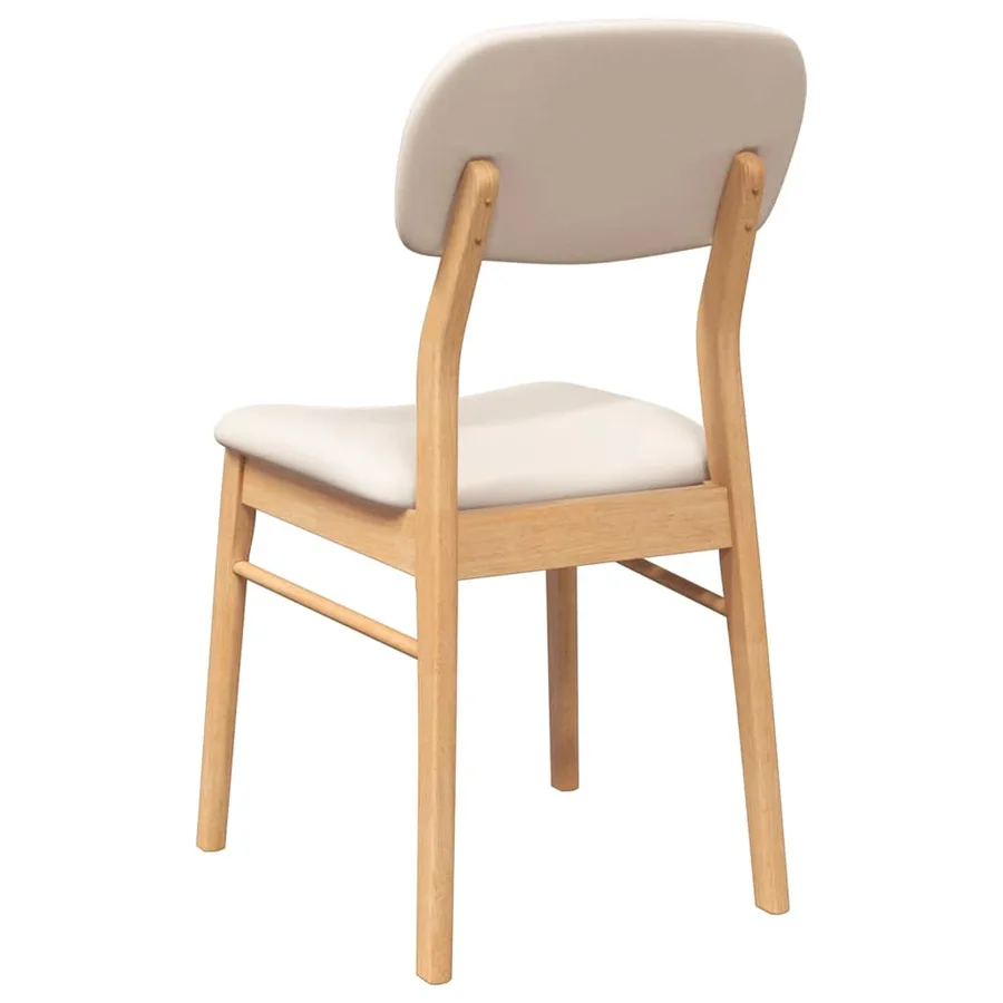 Chaises à manger coussins 2 pcs naturel bois massif caoutchouc - 7