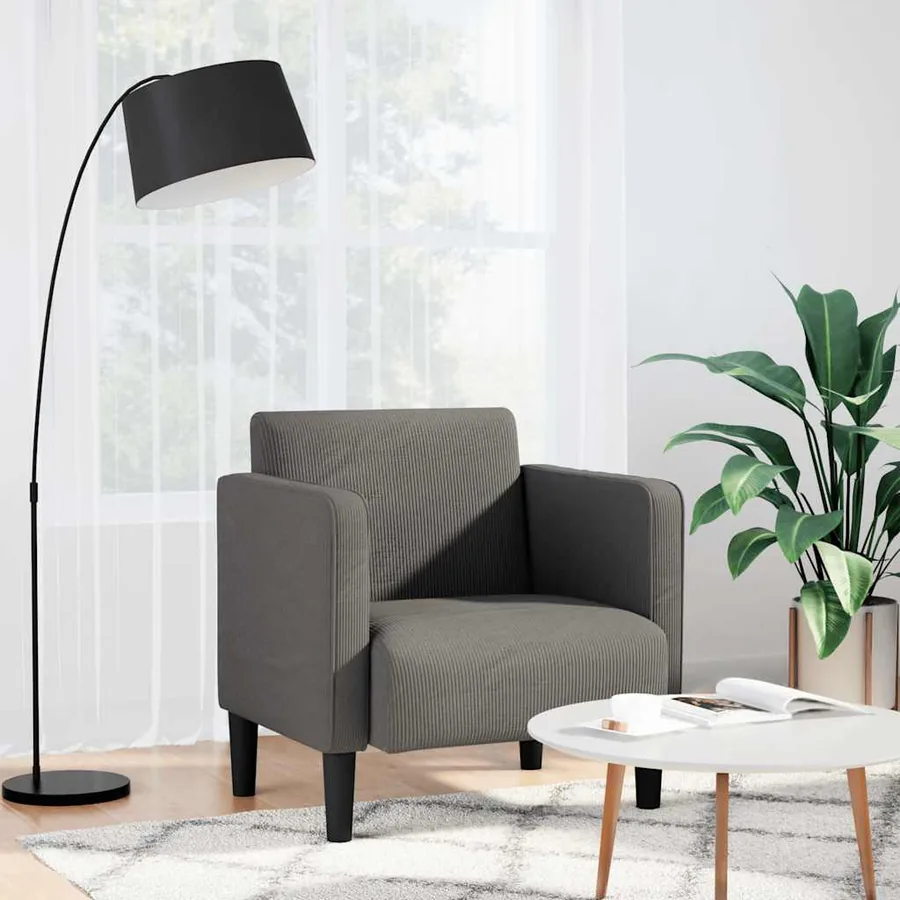 Canapé-chaise accoudoirs gris clair 54 cm tissu velours côtelé