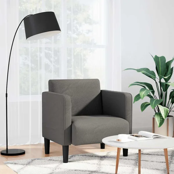 Canapé-chaise accoudoirs gris clair 54 cm tissu velours côtelé