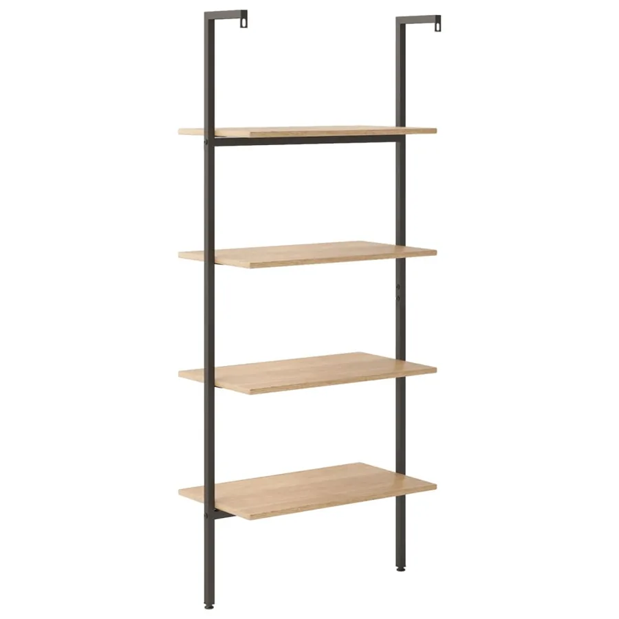 Étagère inclinée à 4 niveaux Marron clair et noir 64x35x152,5cm - 5