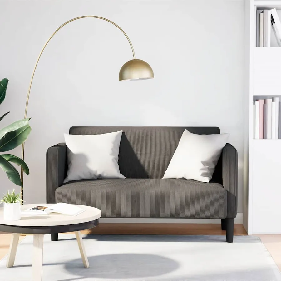 Canapé causeuse gris clair 109 cm tissu velours côtelé