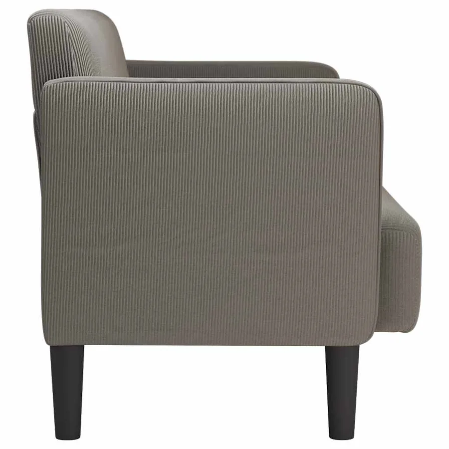 Canapé causeuse gris clair 109 cm tissu velours côtelé - 4