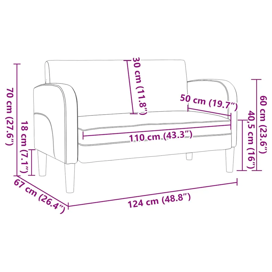 Canapé causeuse marron 110 cm similicuir - 8