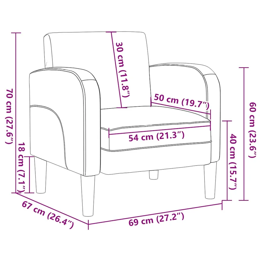 Chaise de canapé avec accoudoirs marron 54 cm similicuir - 8