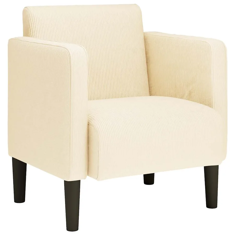 Canapé-chaise accoudoirs crème 54 cm tissu velours côtelé - 2