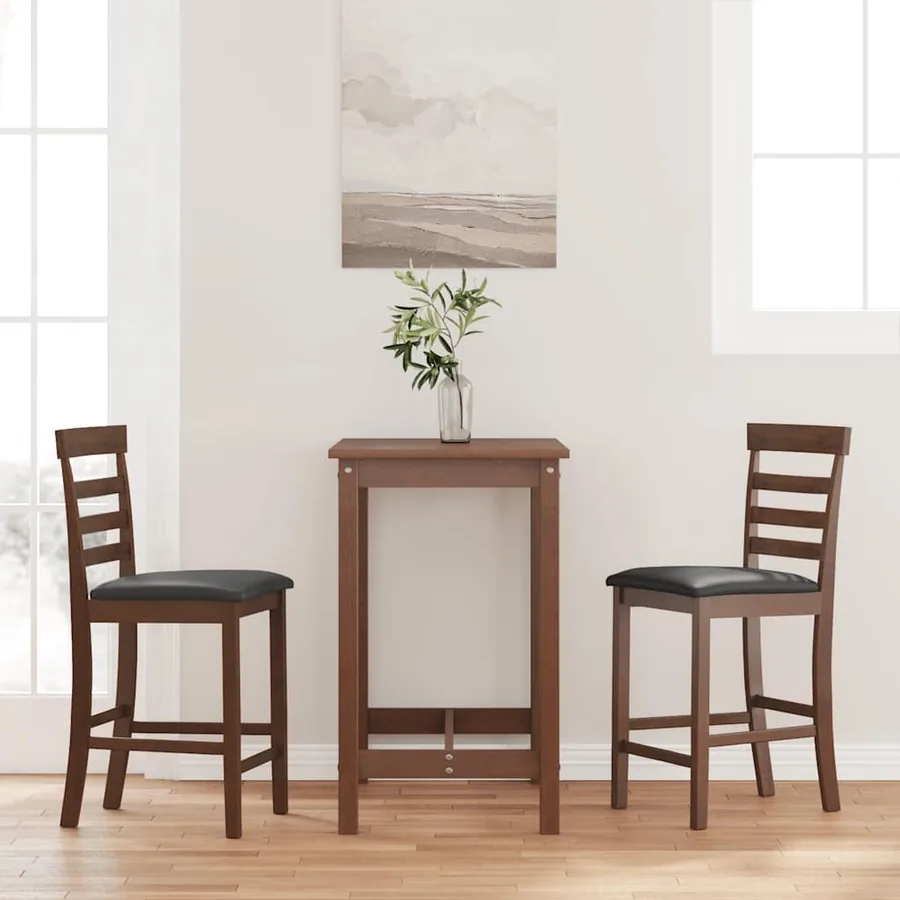 Tabourets de bar avec coussins 2 pcs marron bois massif d'hévéa