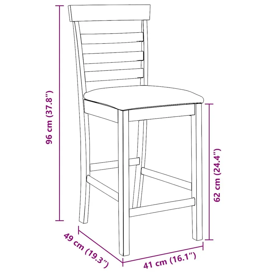 Tabourets de bar avec coussins 2 pcs marron bois massif d'hévéa - 11