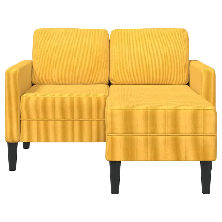Canapé 2 places avec méridienne en L jaune clair 125 cm Lin - 3
