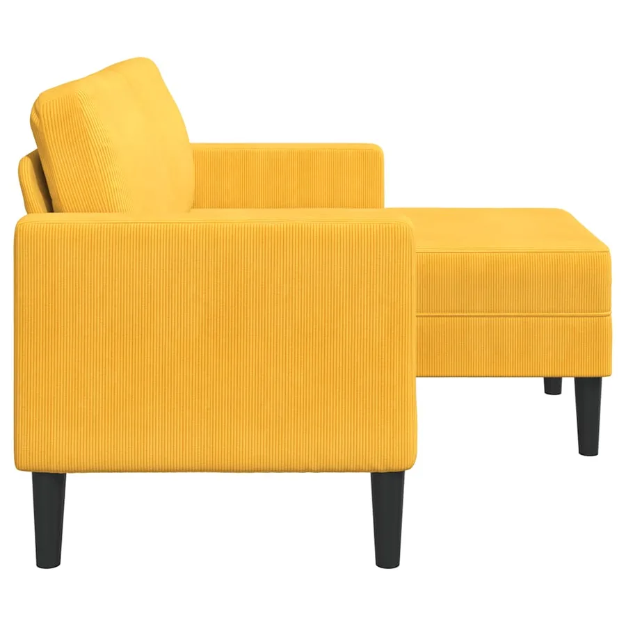 Canapé 2 places avec méridienne en L jaune clair 125 cm Lin - 4