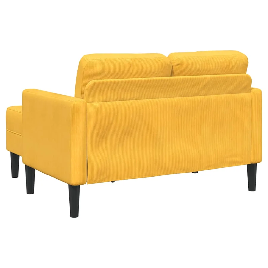 Canapé 2 places avec méridienne en L jaune clair 125 cm Lin - 5