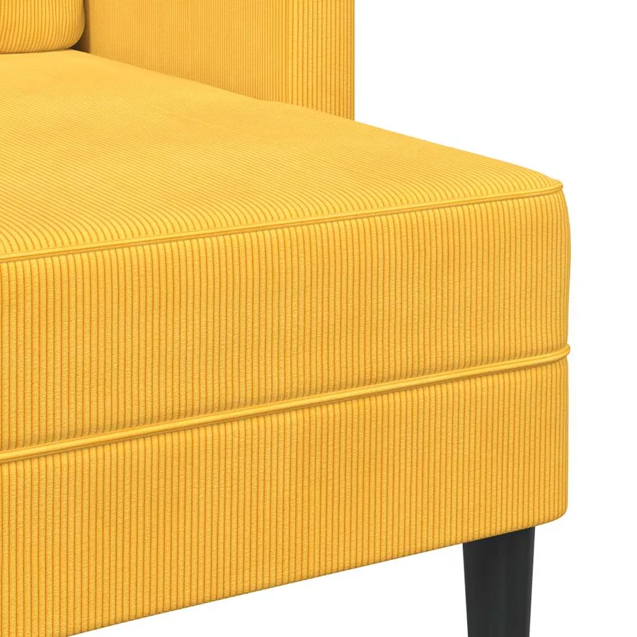Canapé 2 places avec méridienne en L jaune clair 125 cm Lin - 7