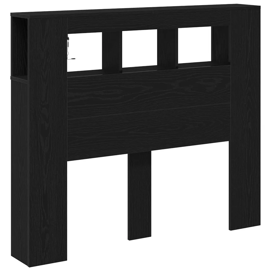 Tête de lit LED avec étagère Chêne noir 120 x 18,5 x 103,5 cm - 5