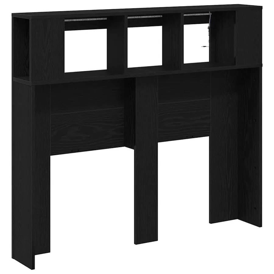 Tête de lit LED avec étagère Chêne noir 120 x 18,5 x 103,5 cm - 9