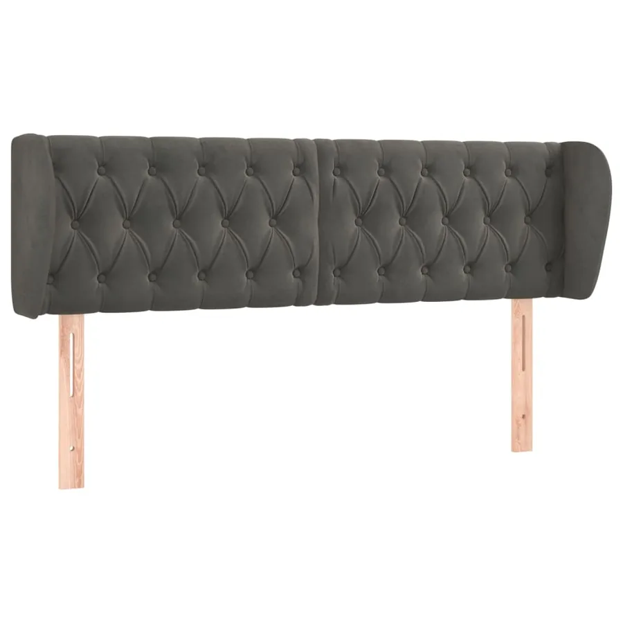 Tête de lit avec oreilles Gris foncé 147x23x78/88 cm Velours - 2