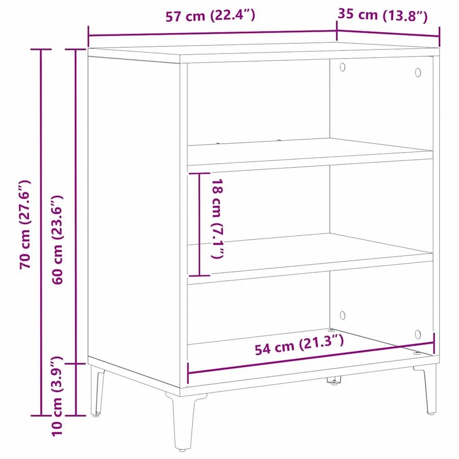 Buffet Chêne noir 57 x 35 x 70 cm Bois d'ingénierie - 11