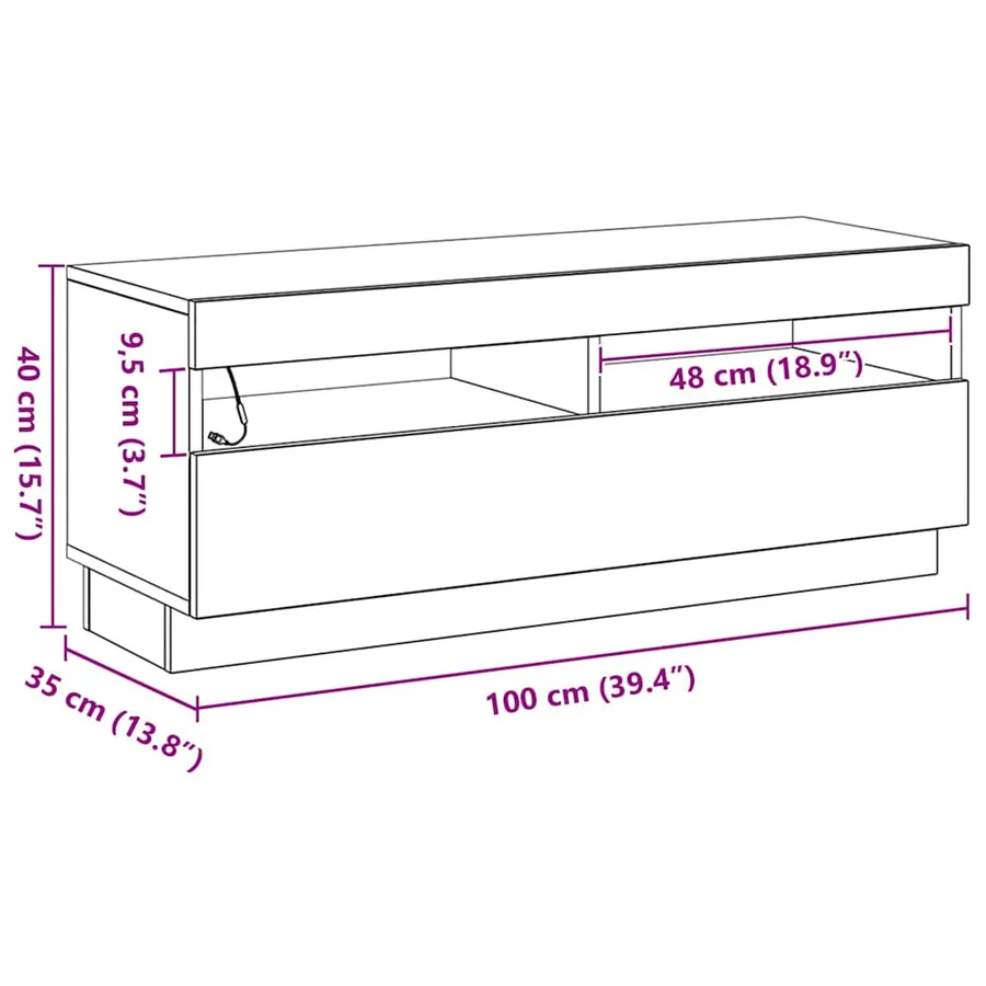 Meuble TV Chêne noir 100 x 35 x 40 cm Bois d'ingénierie - 12
