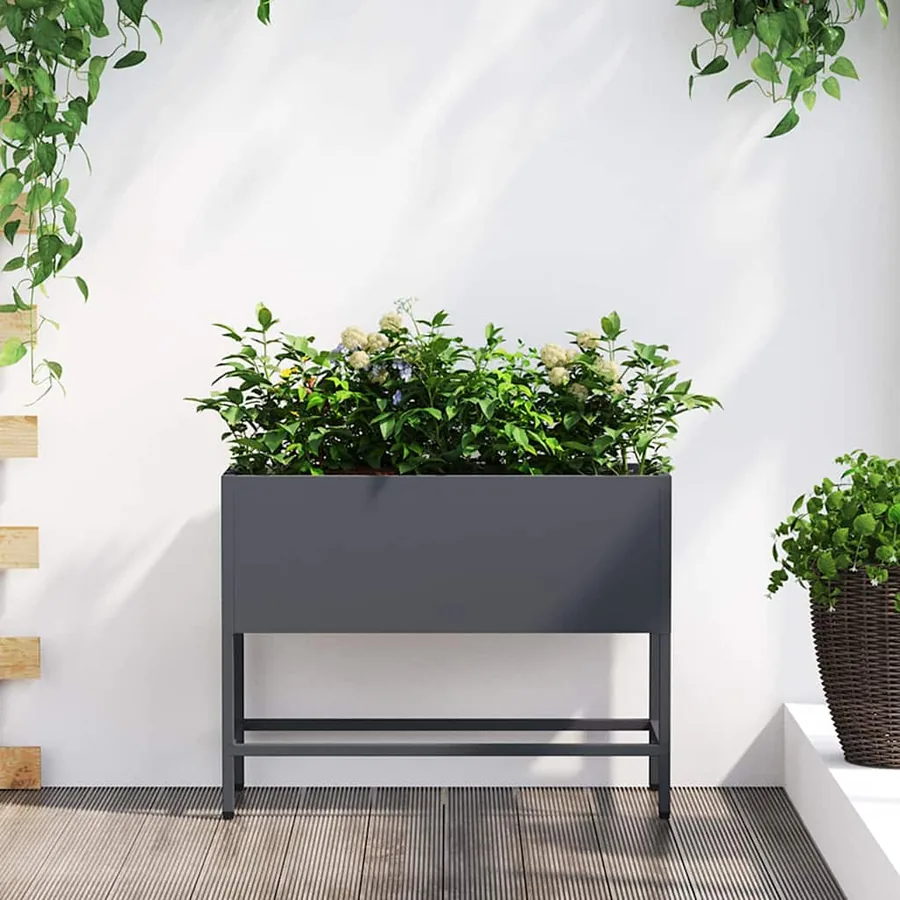 Bac de jardin surélevé Anthracite 60 x 26 x 45 cm Acier