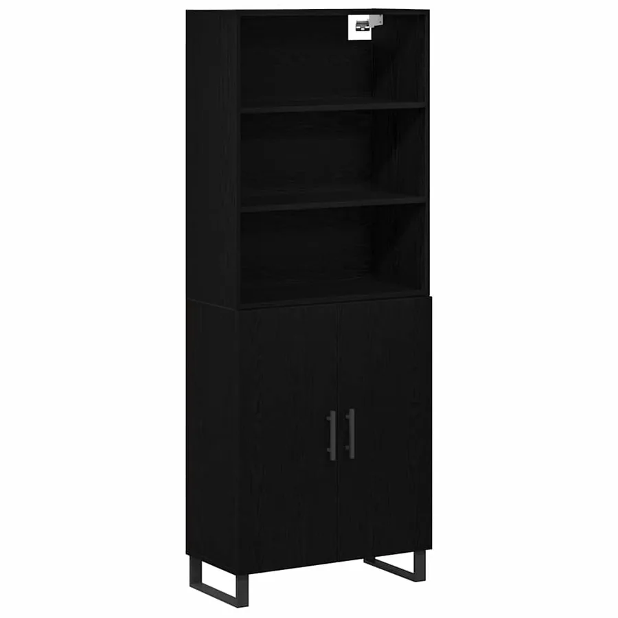 Haut Armoire 2 pcs Chêne noir Bois d'ingénierie