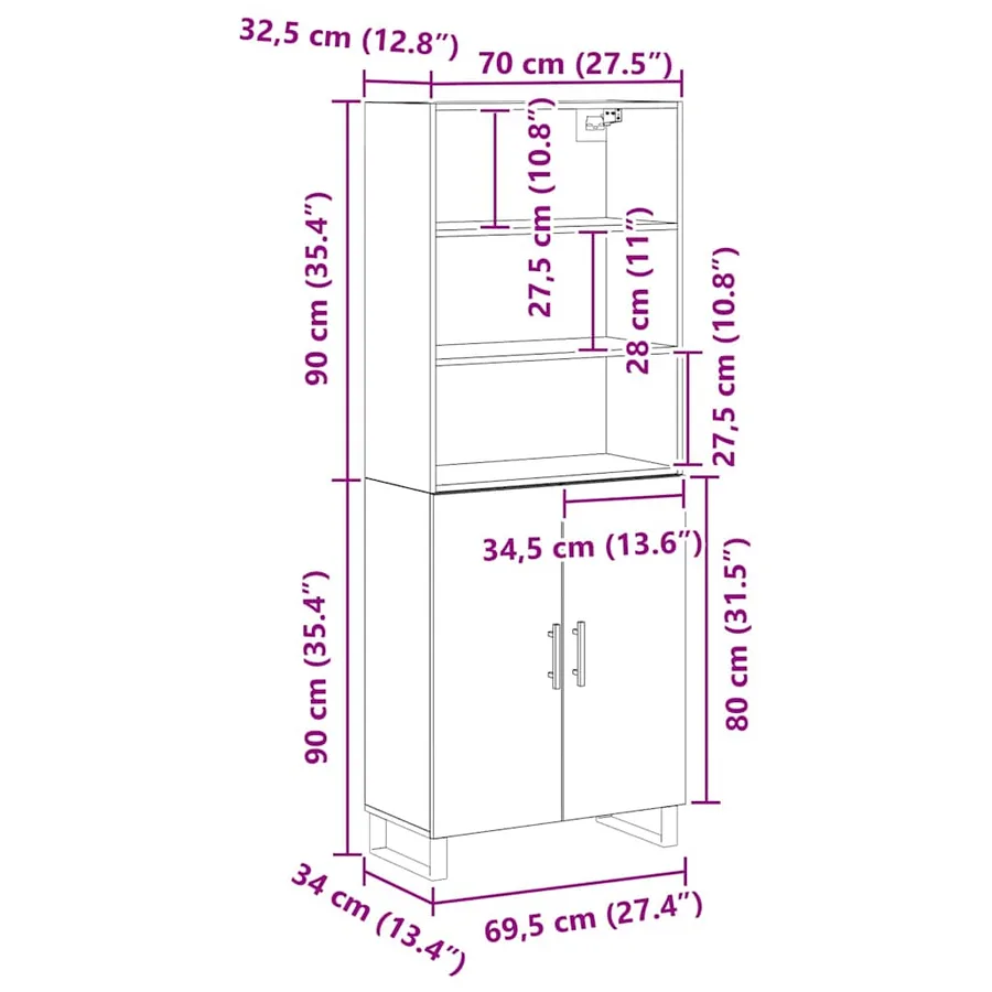 Haut Armoire 2 pcs Chêne noir Bois d'ingénierie - 11